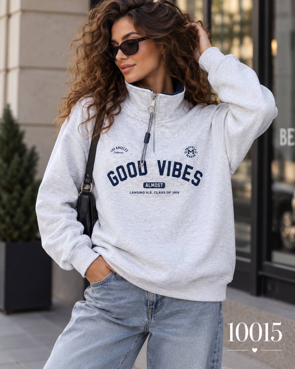 Світшот good vibes 10015 — сірий