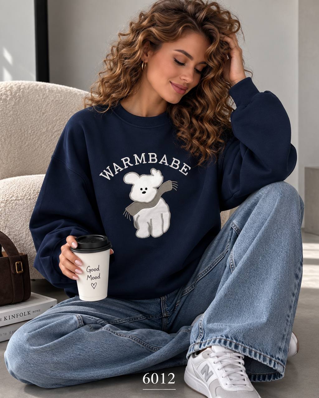 Жіночий світшот oversize Warm Babe 6012 — Чорний