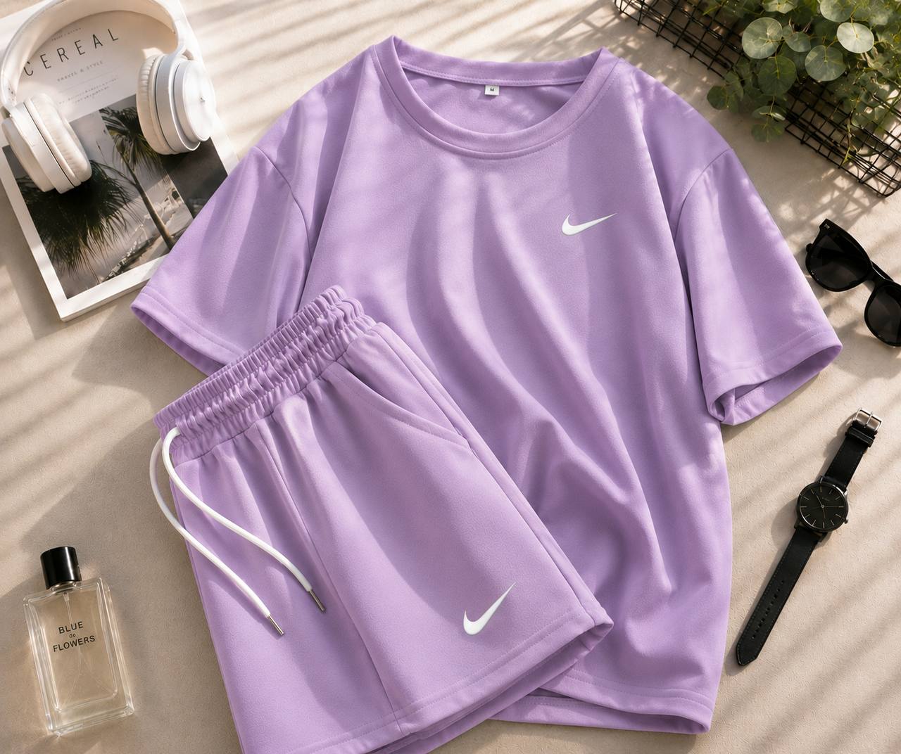 Костюм трикотажний шорти футболка 367 — бузок