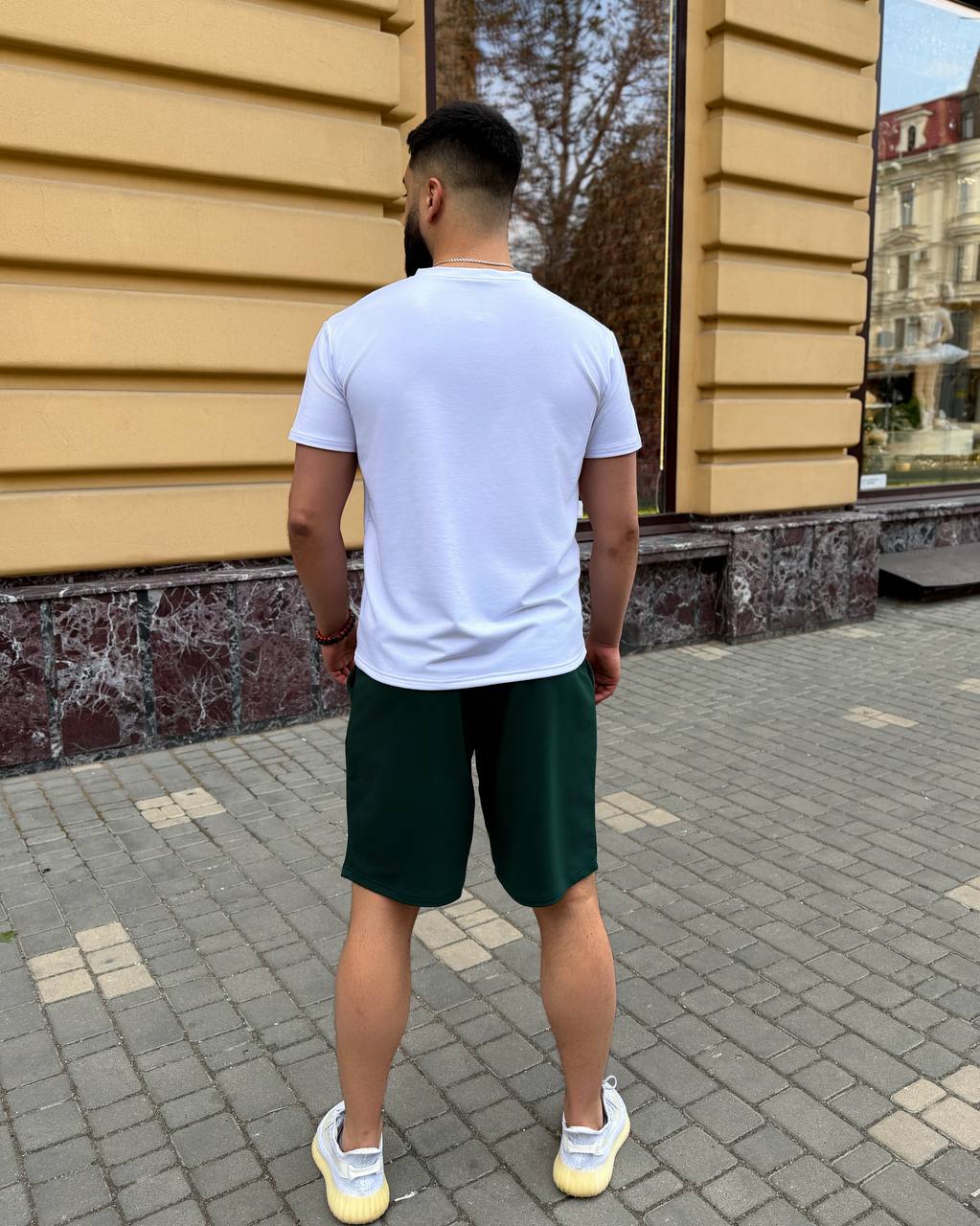 Чоловічий костюм біла футболка шорти 108 смарагд фото 2