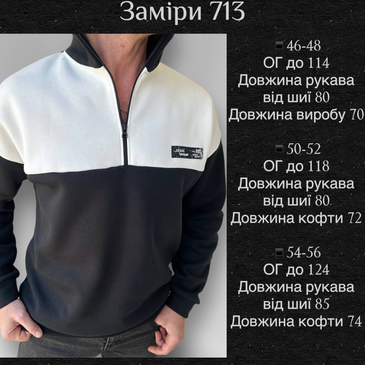 Чоловіча кофта на флісі 713 — Білий