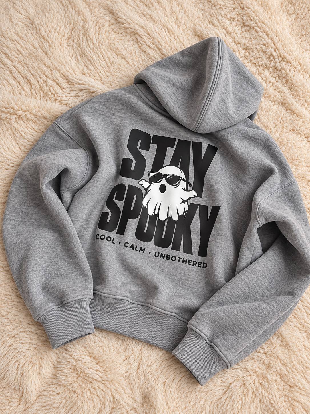 Худі унісекс оверсайз на флісі STAY SPOOKY 7003 — сірий