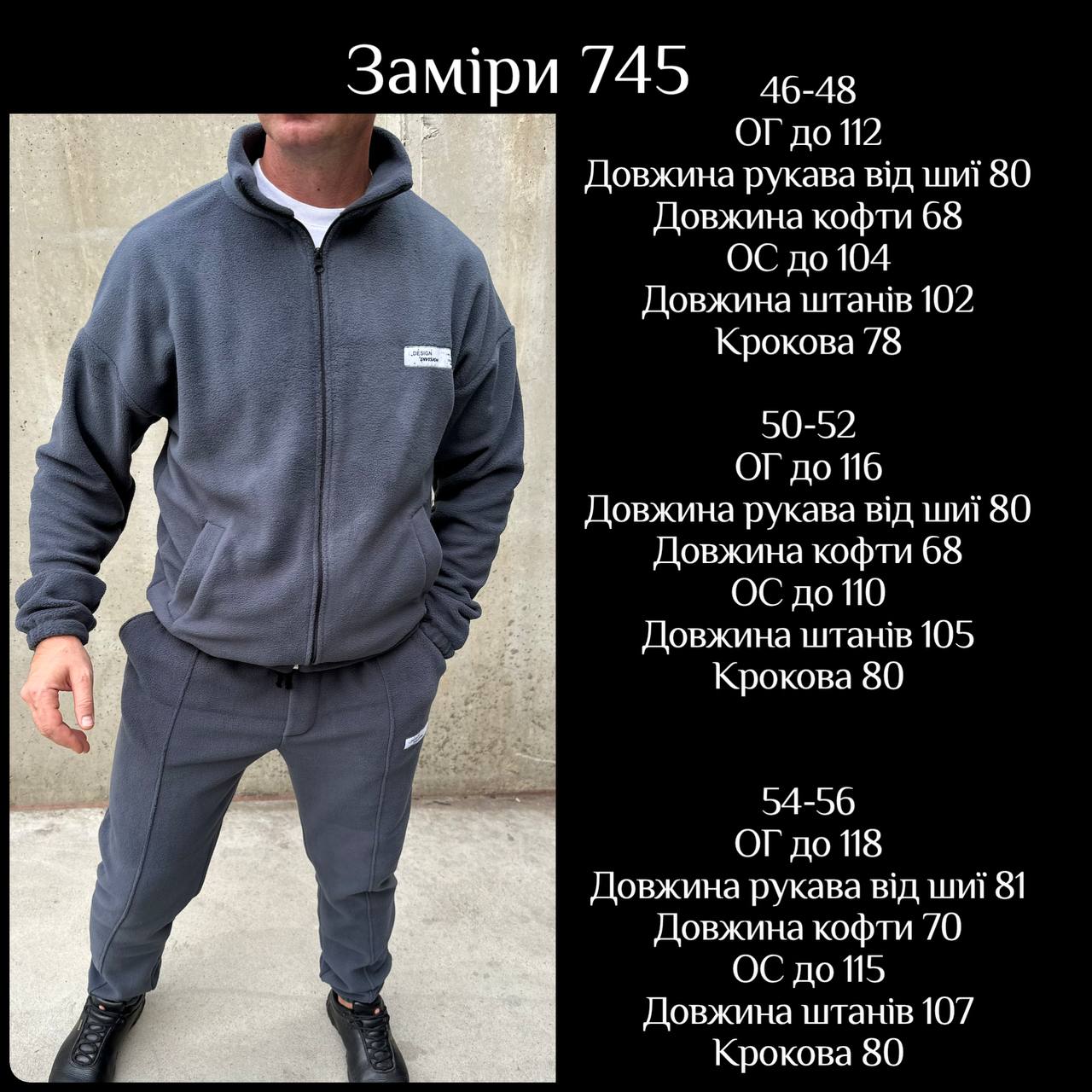 Чоловічий спортивний костюм із флісу 745 — графіт