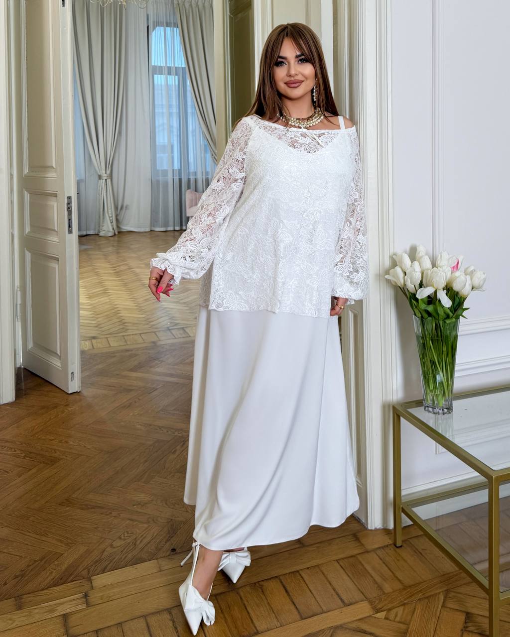 Чорна довга сукня з шифоном 0136 Чорний фото 7