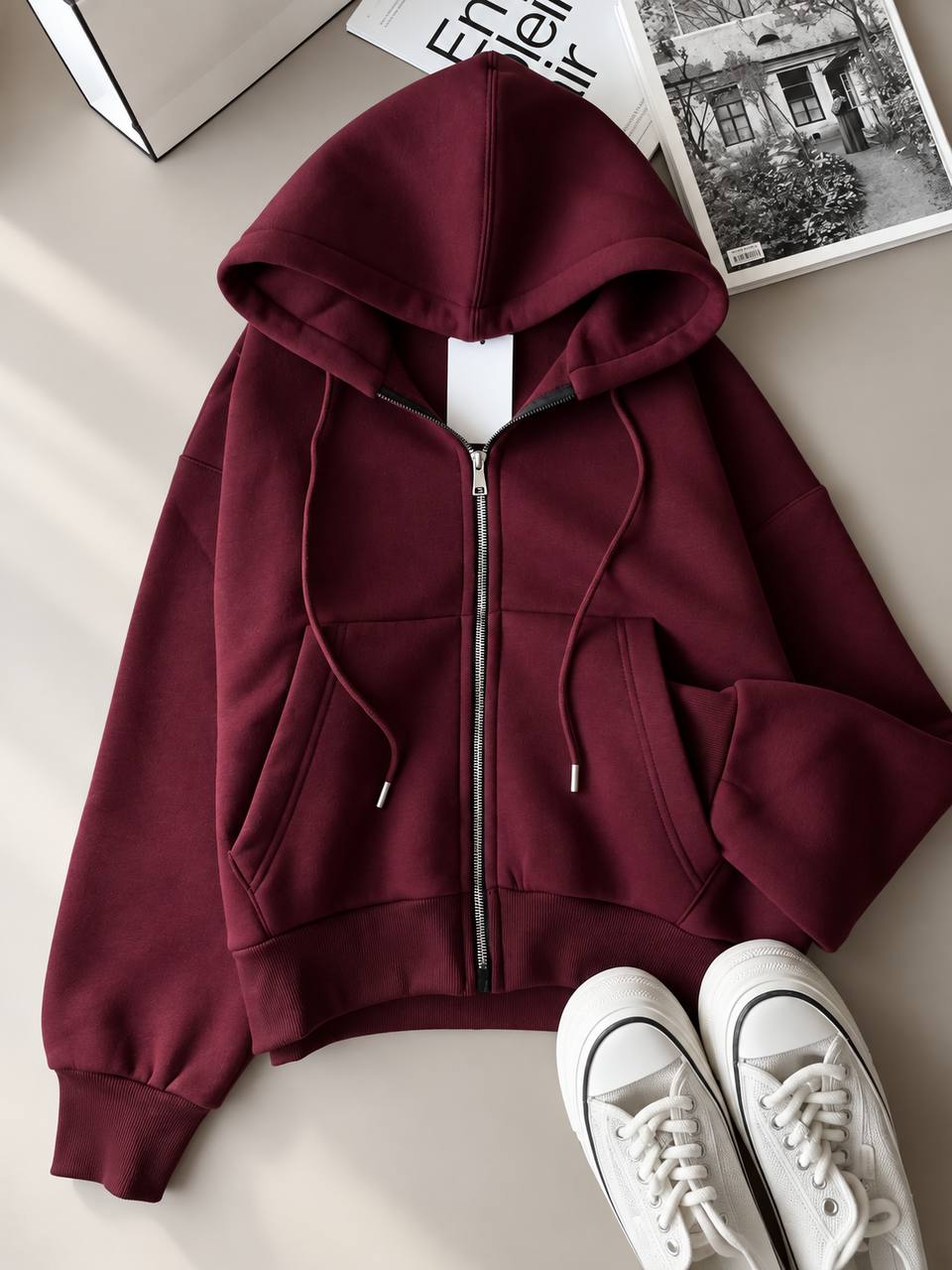 Вкорочений Zip HOODIE 689 — бордо