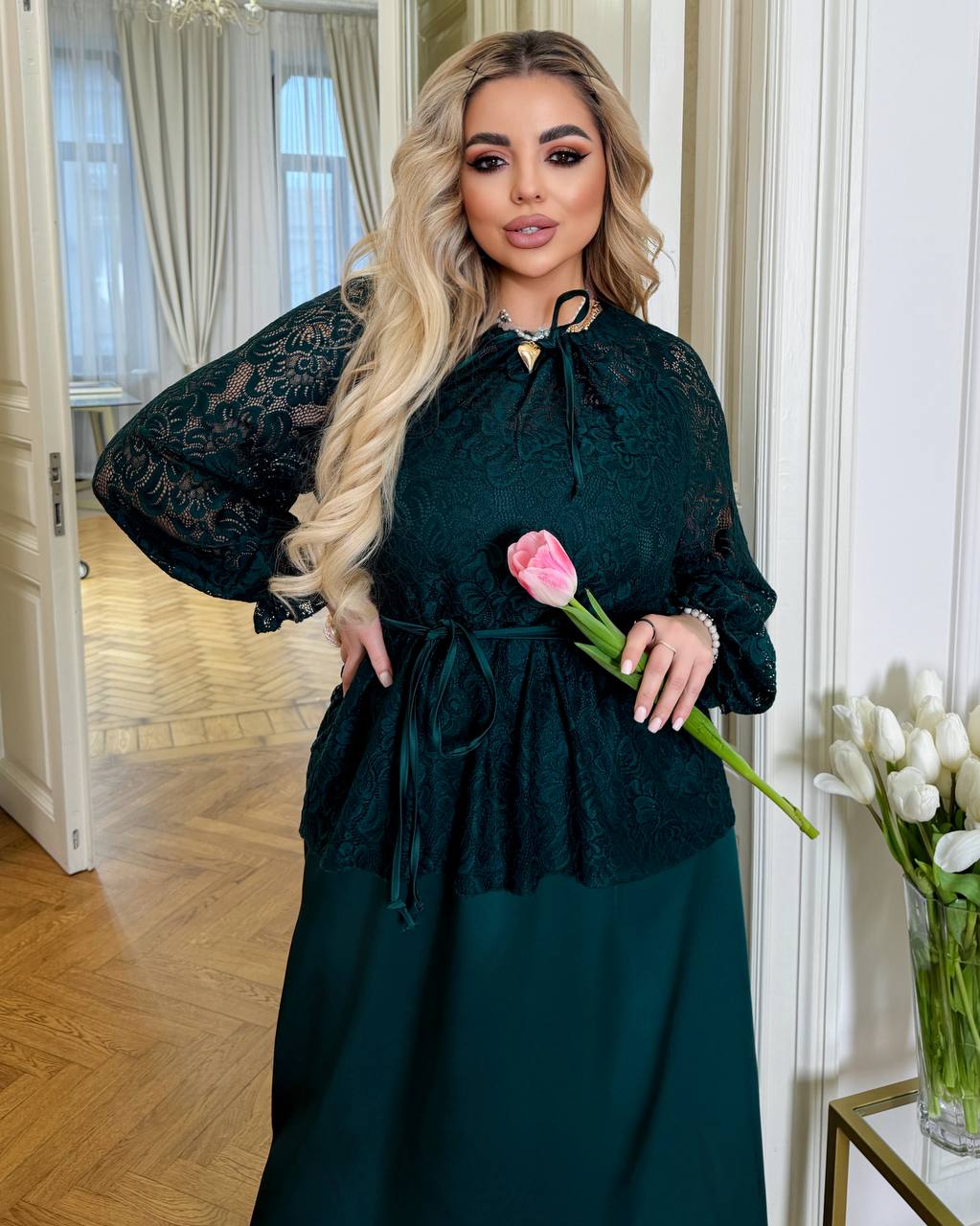 Чорна довга сукня з шифоном 0136 Чорний фото 13