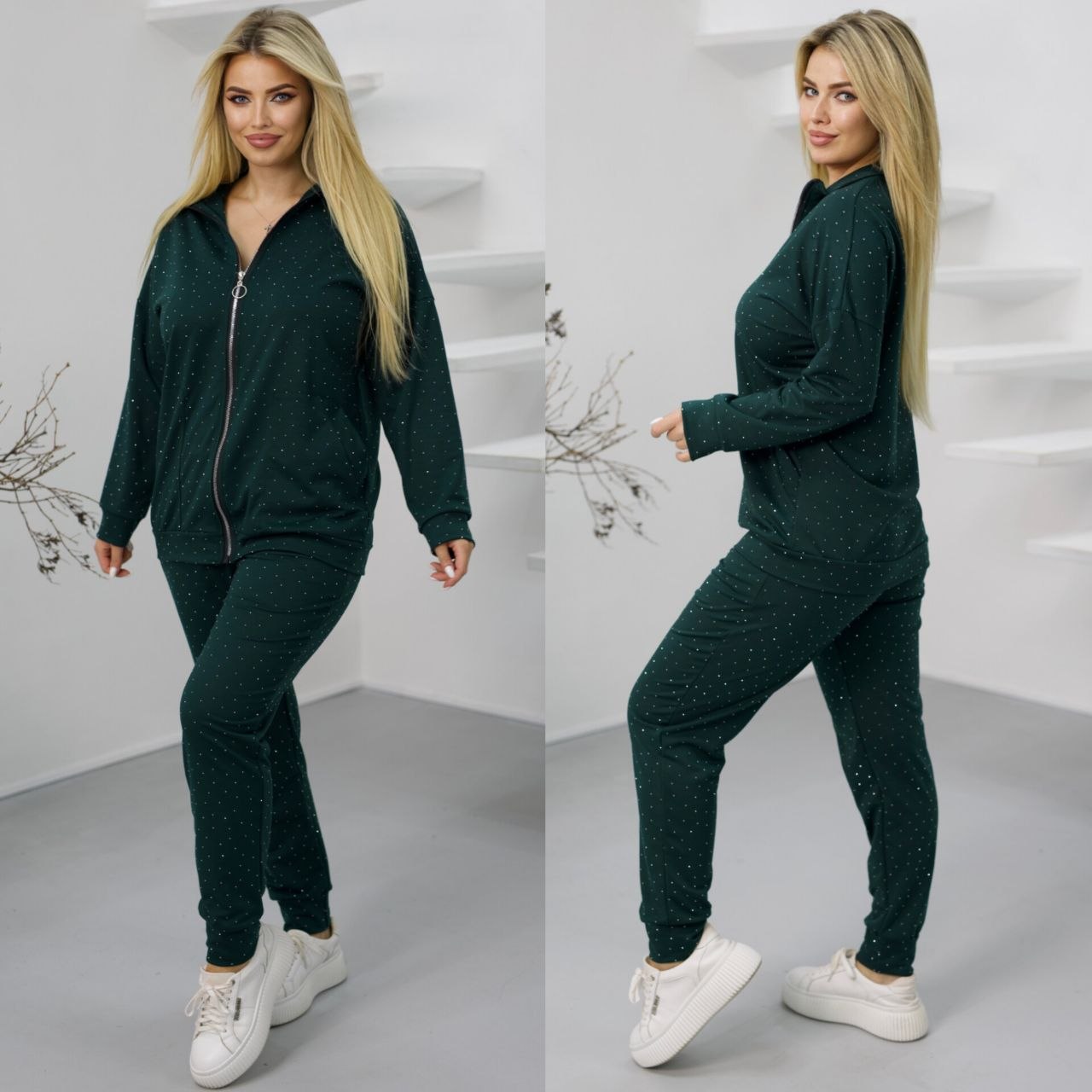 Спортивний костюм стрази 540 — смарагд