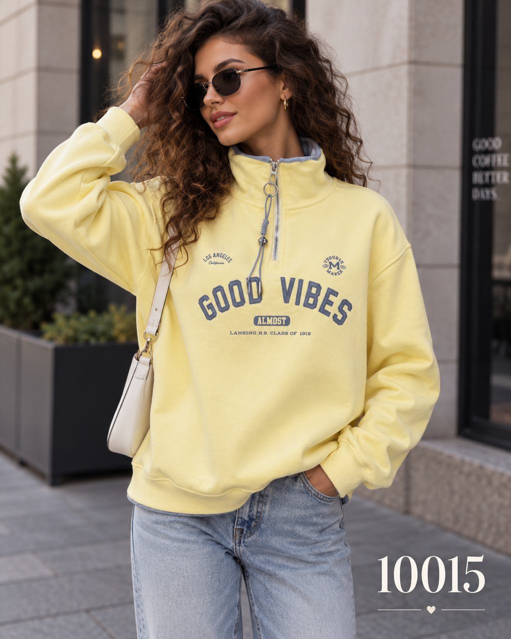Світшот good vibes 10015 — жовтий