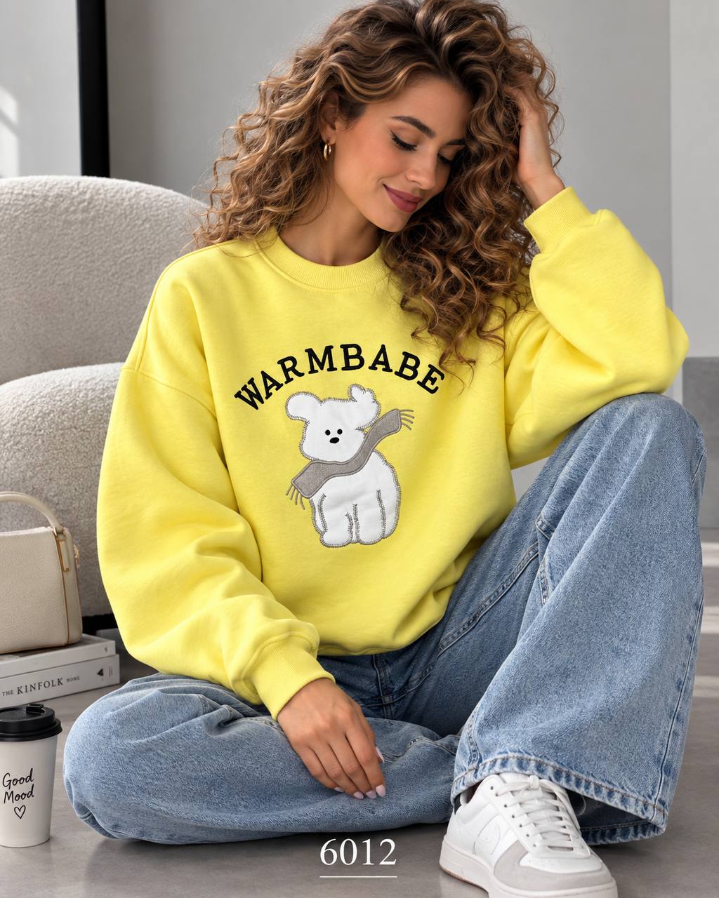 Жіночий світшот oversize Warm Babe 6012 — жовтий