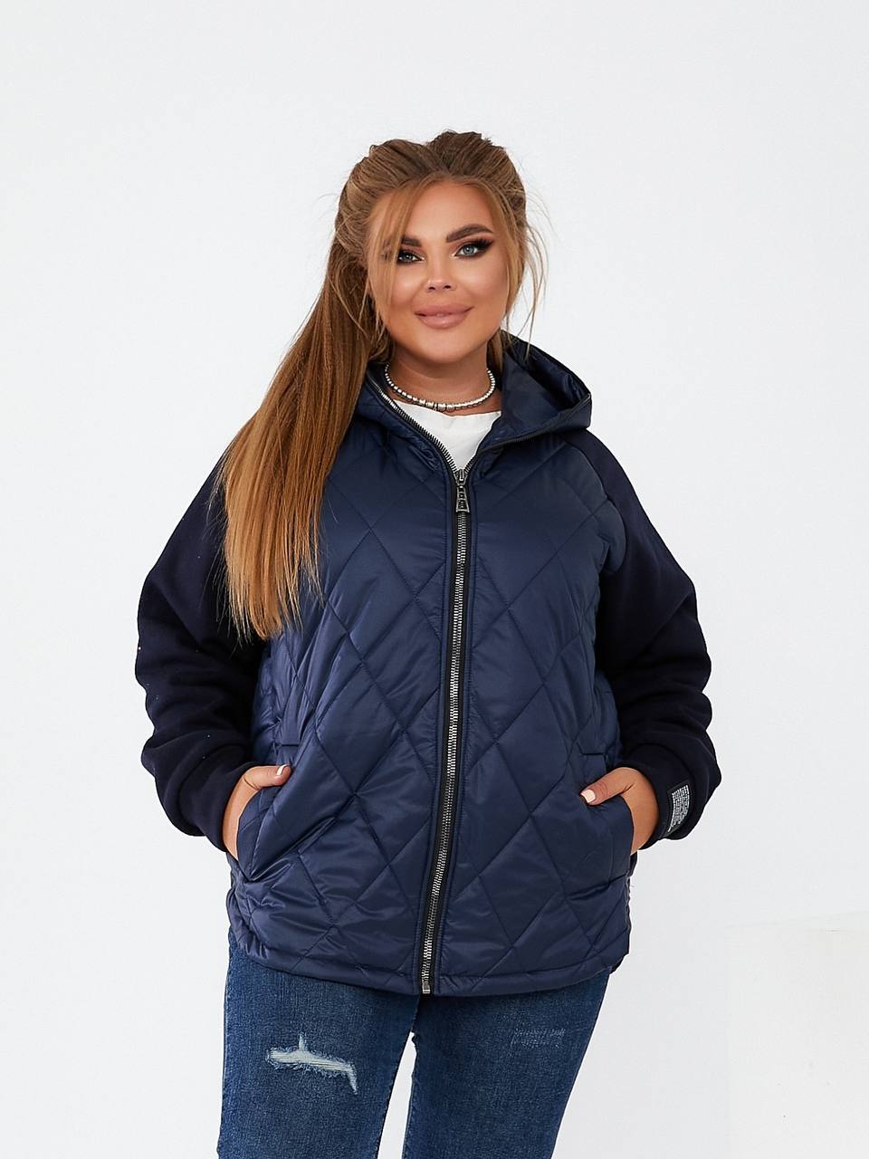 Куртка демісезонна плащівка 150 фліс 511 — темносиній