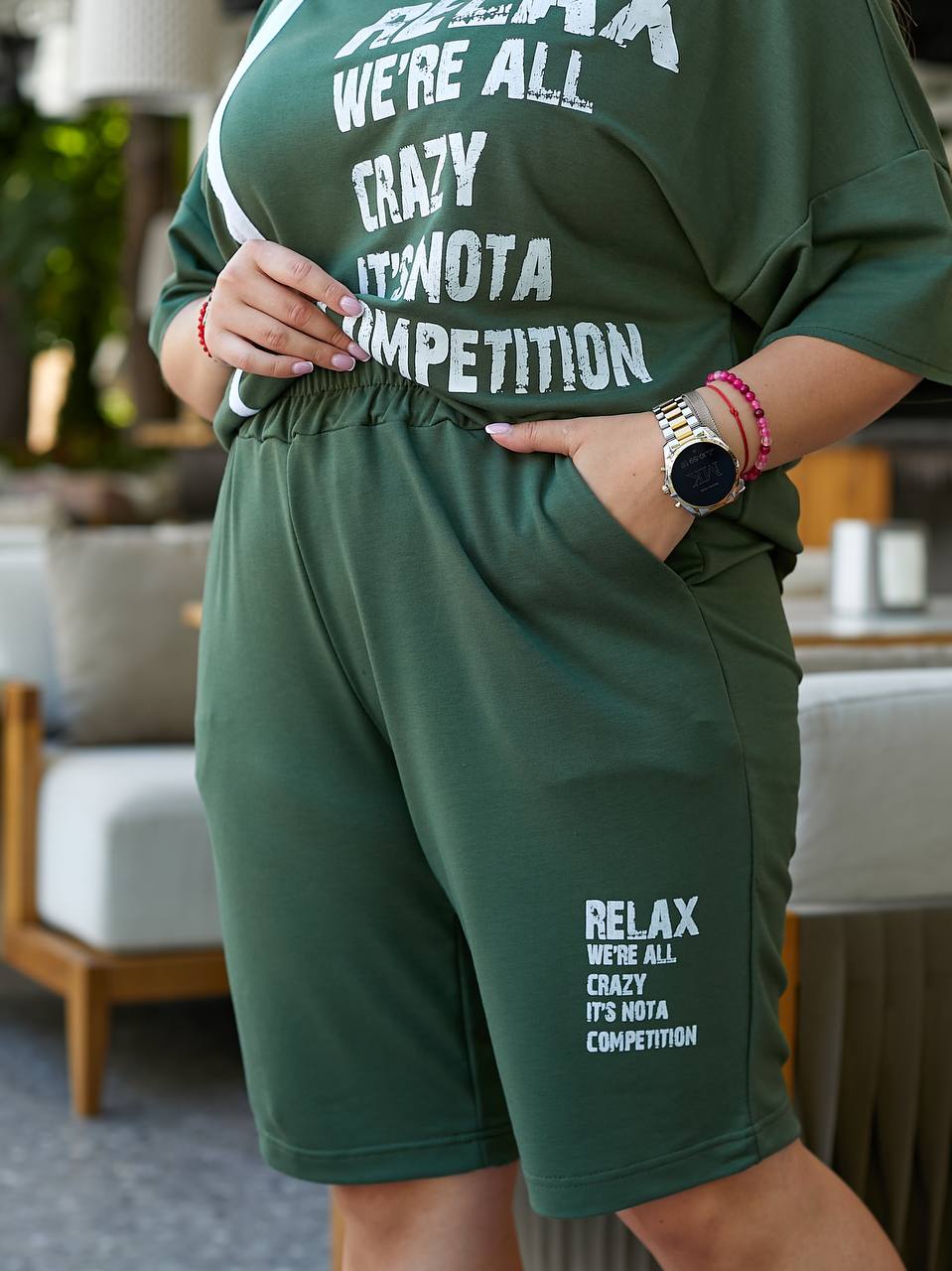 Спортивний костюм шорти футболка Relax 733 хакі фото 25