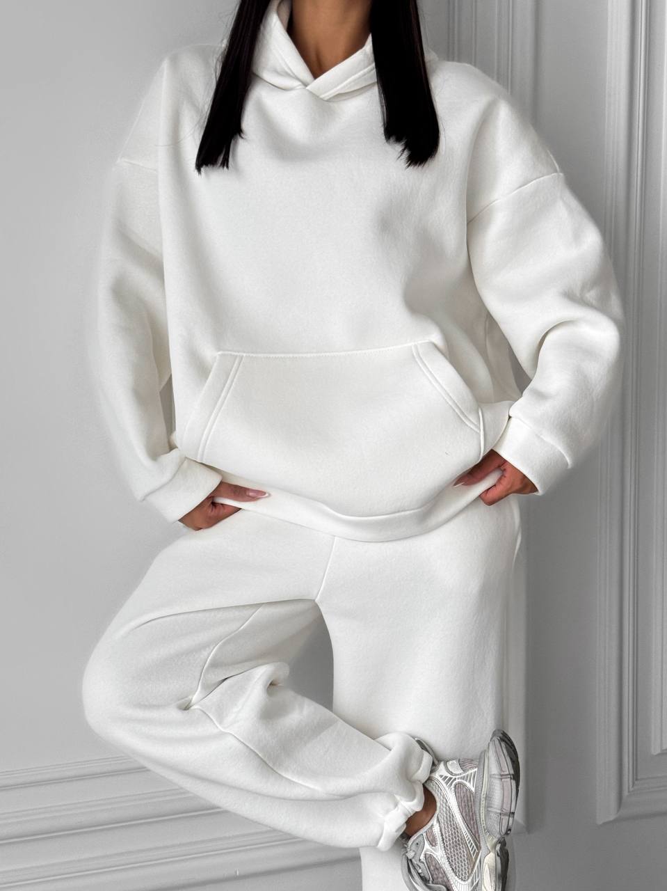 Cпортивний базовий костюм oversize 097 — Білий
