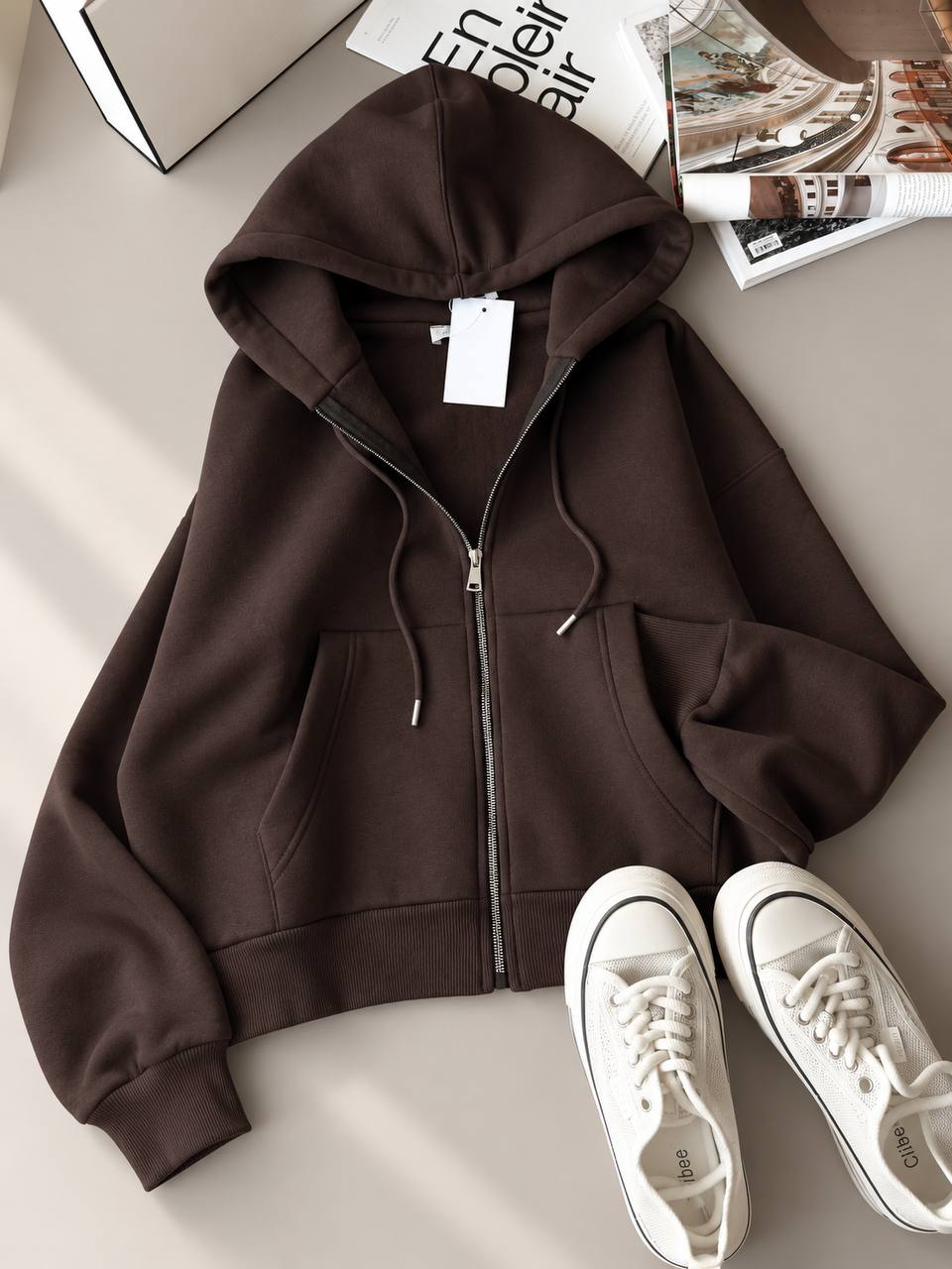 Вкорочений Zip HOODIE 689 — Шоколад