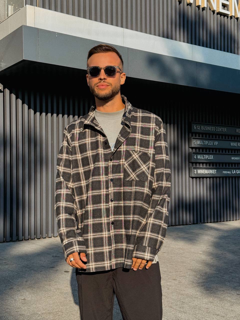 Чоловіча сорочка фланель у клітинку 685 — Чорний
