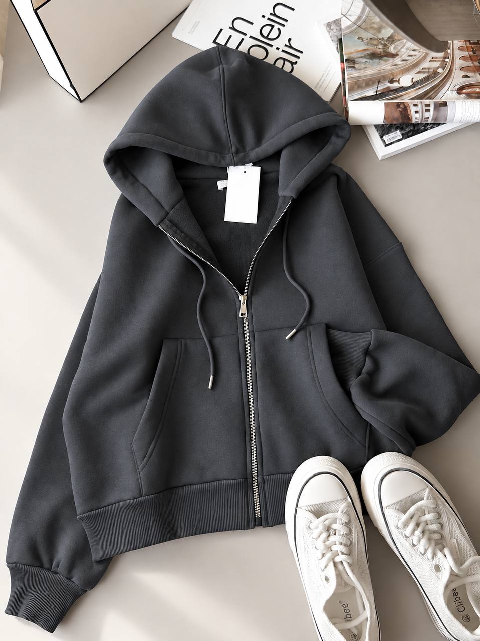 Вкорочений Zip HOODIE 689 — графіт