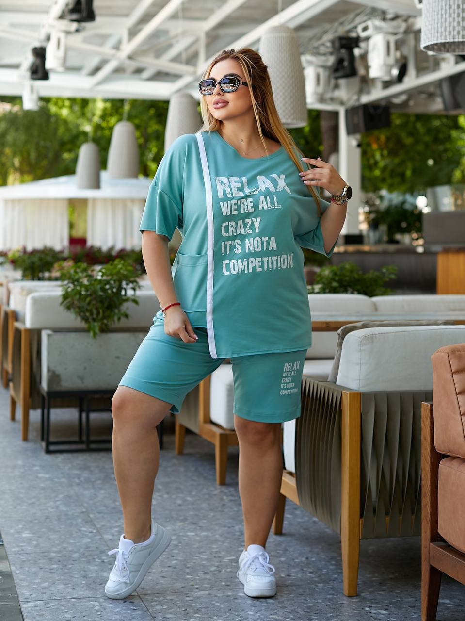 Спортивний костюм шорти футболка Relax 733 хакі фото 34