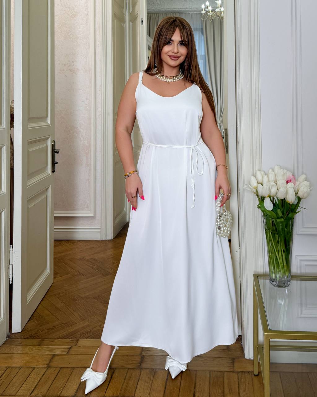 Чорна довга сукня з шифоном 0136 Чорний фото 9