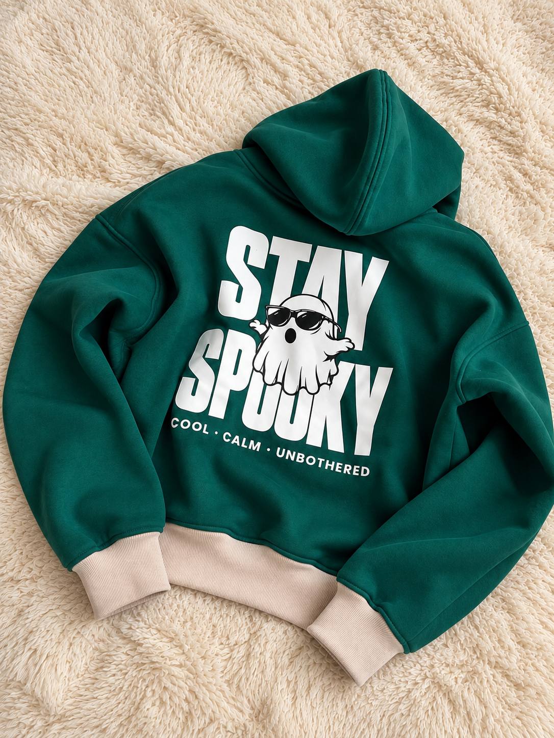 Худі унісекс оверсайз на флісі STAY SPOOKY 7003 — смарагд