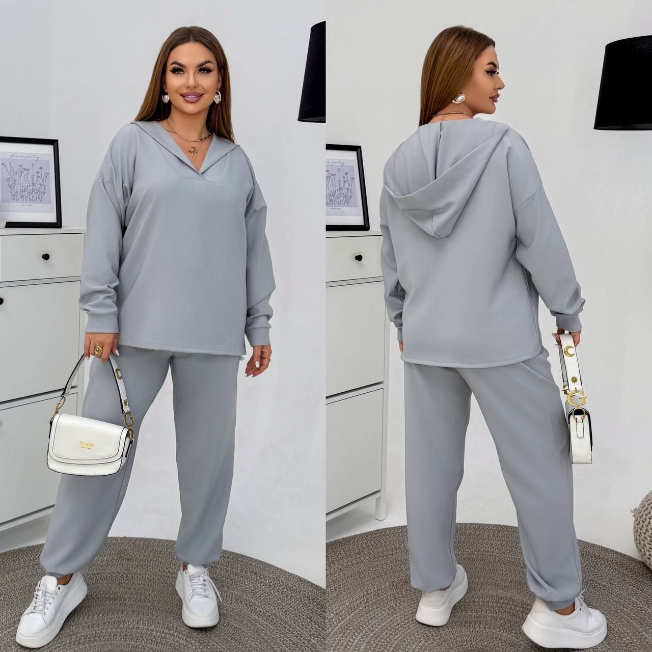 Костюм з капюшоном 8071 — сірий
