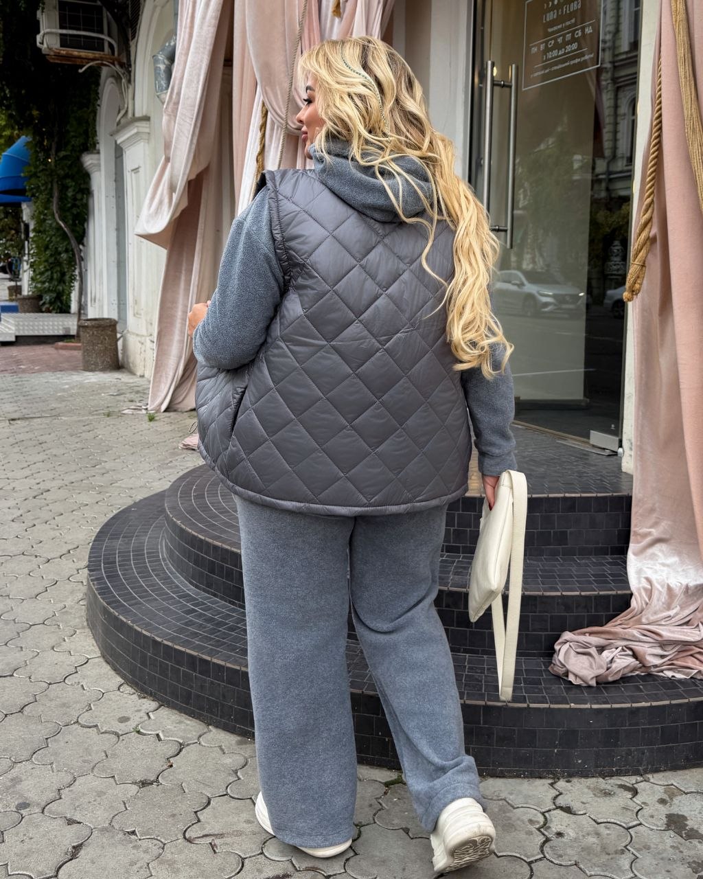 Костюм-трійка з Double Fleece з жилеткою 211 сірий фото 3