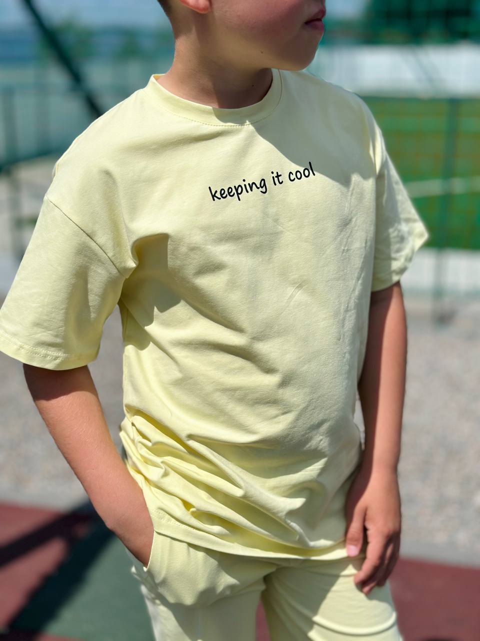 Дитячий літній костюм шорти футболка кулір Keeping it cool 022 жовтий фото 3