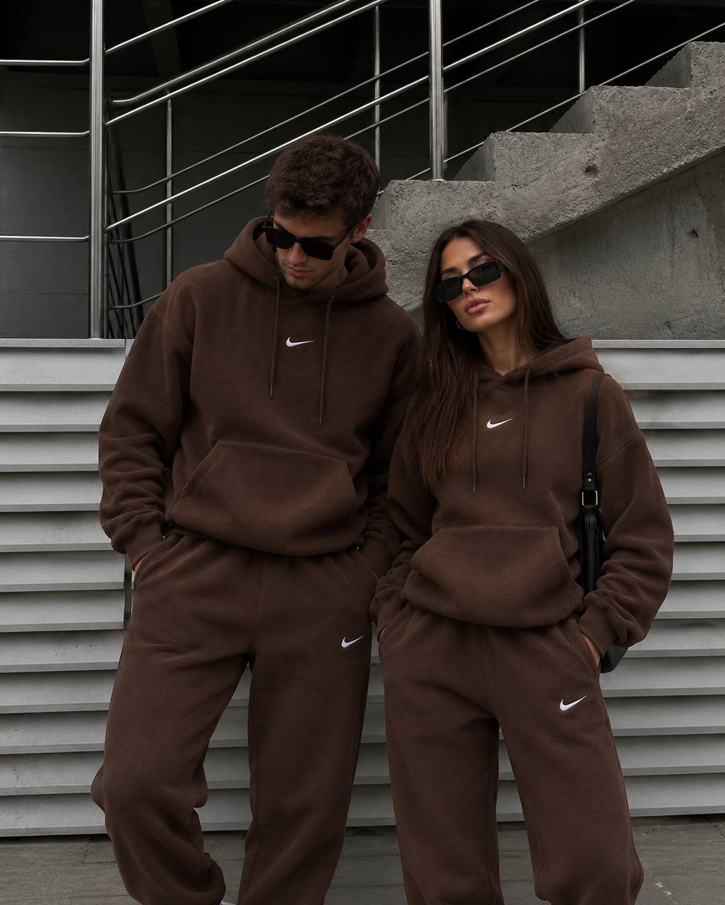 Костюм з полар флісу з вишивкою Family Look 294 — Шоколад