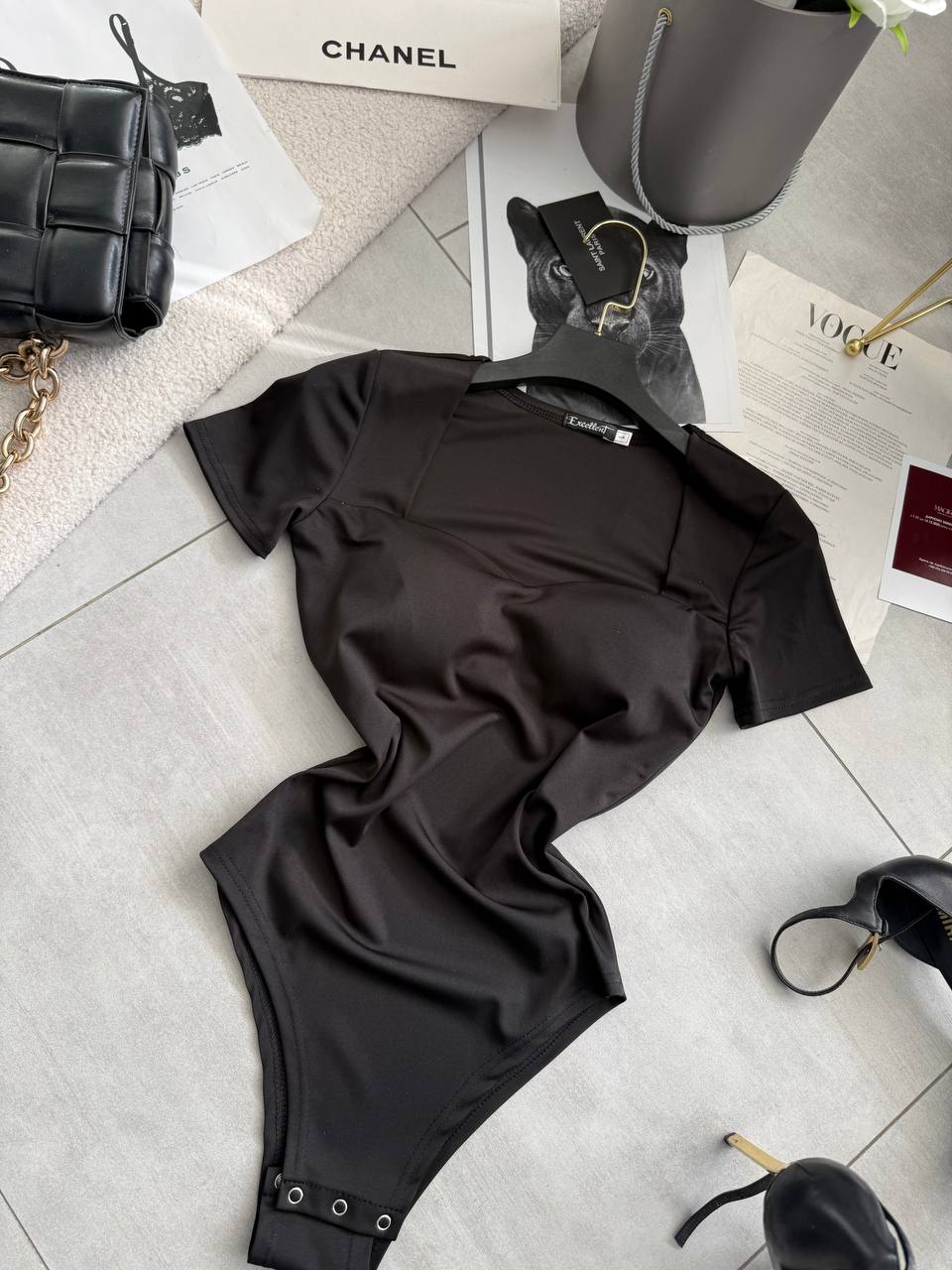 Боді PUSH-UP з коротким рукавом мікродайвінг 808 — Чорний