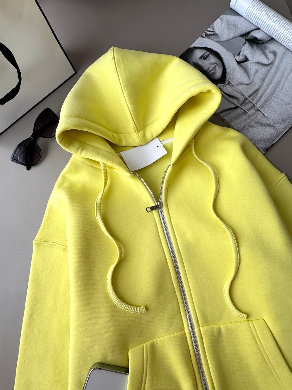 Zip HOODIE подвійний капюшон 687 — жовтий