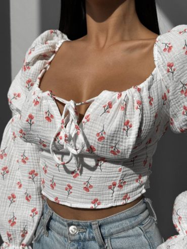 Топ муслін принт 100% бавовна тюльпани рожеві червоні квіти гілочки розочки персик 1062 купити photo 2025 04 17 22 55 54