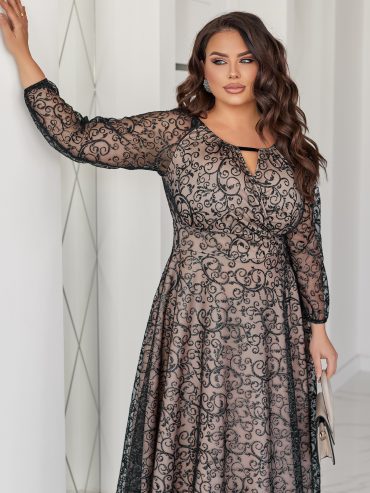 Елегантна довга сукня сітка флок з підкладкою 4000 купити img 0669