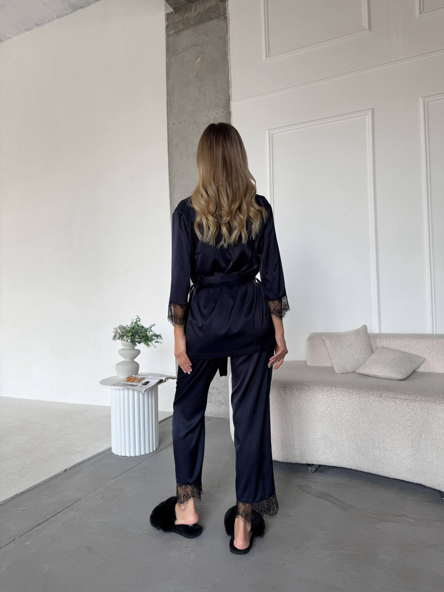 Домашній комплект четвірка кімоно майка шорти штани з мереживом 9193 купити photo 2025 11 01 08 45 25 2