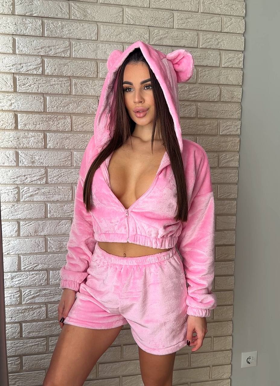 Махрова піжамка шорти зіпка з вушками 710 купити photo 2025 11 01 08 46 32