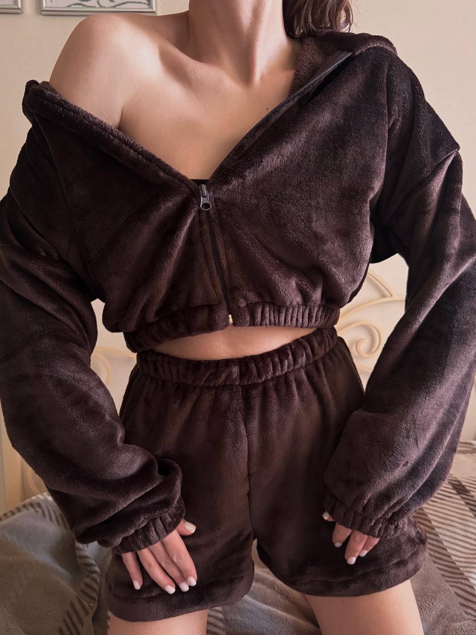Махрова піжамка шорти зіпка з вушками 710 купити photo 2025 11 01 08 46 54