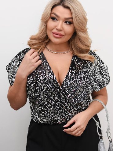 Святковий комбінезон штани короткий рукав запах пайєтка 207 купити photo 2025 11 06 13 00 48