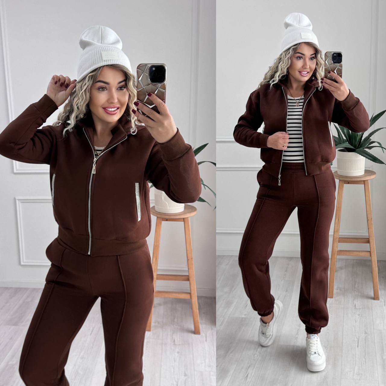 Спортивний костюм джогери зі стрілками вкорочена зіпка на флісі 006 купити photo 2025 11 11 12 02 04