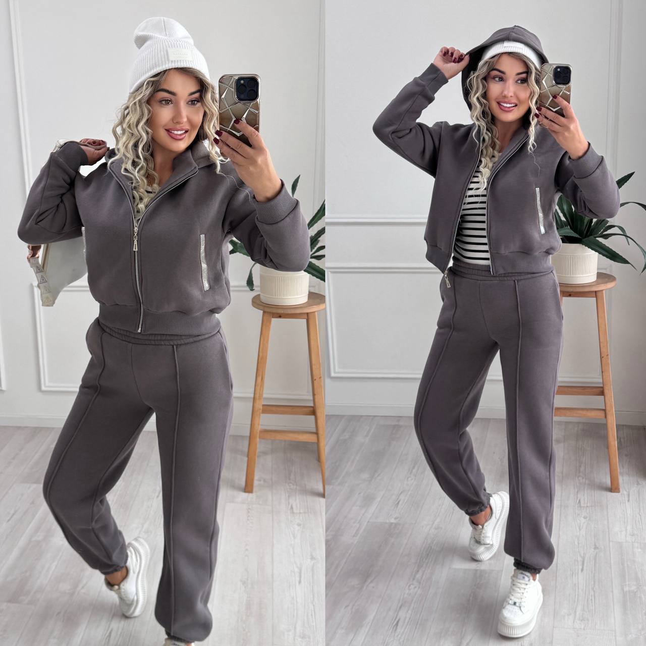 Спортивний костюм джогери зі стрілками вкорочена зіпка на флісі 006 купити photo 2025 11 11 12 02 07