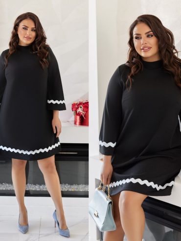 Чорна трикотажна сукня з білим мереживом 207 купити photo 2025 11 11 12 03 00