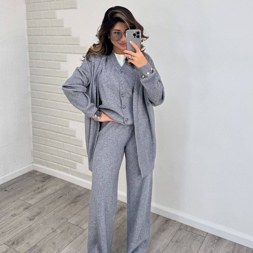 Костюм трійка штани кардиган жилет зі щільної ангори в рубчик 1282 купити photo 2025 11 11 12 04 20