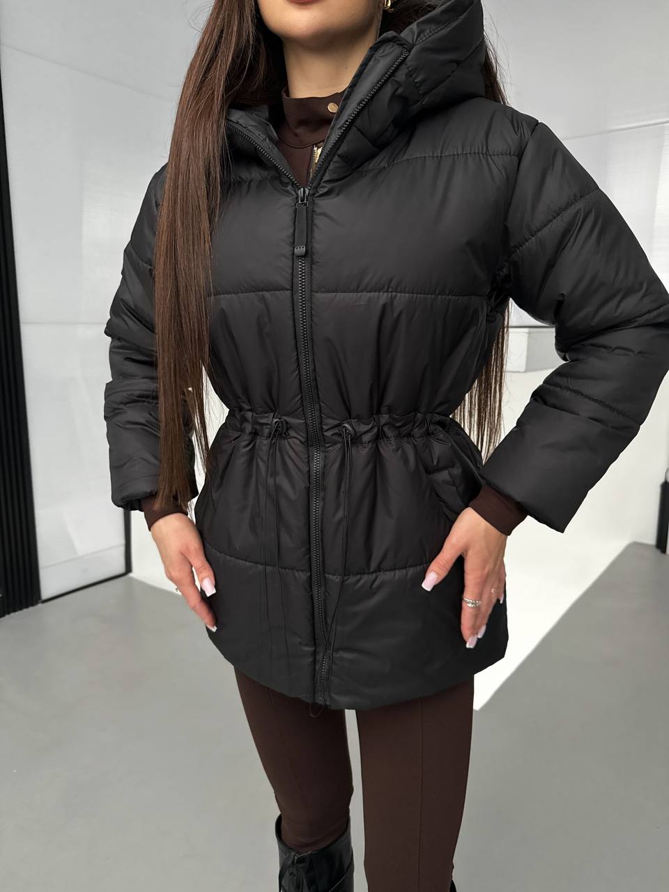 Куртка екопух 200 куліска з капюшоном 844 купити photo 2025 11 11 18 59 49