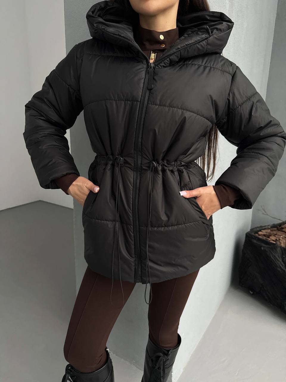 Куртка екопух 200 куліска з капюшоном 844 купити photo 2025 11 11 19 00 02