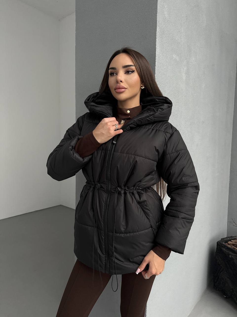 Куртка екопух 200 куліска з капюшоном 844 купити photo 2025 11 11 19 00 03