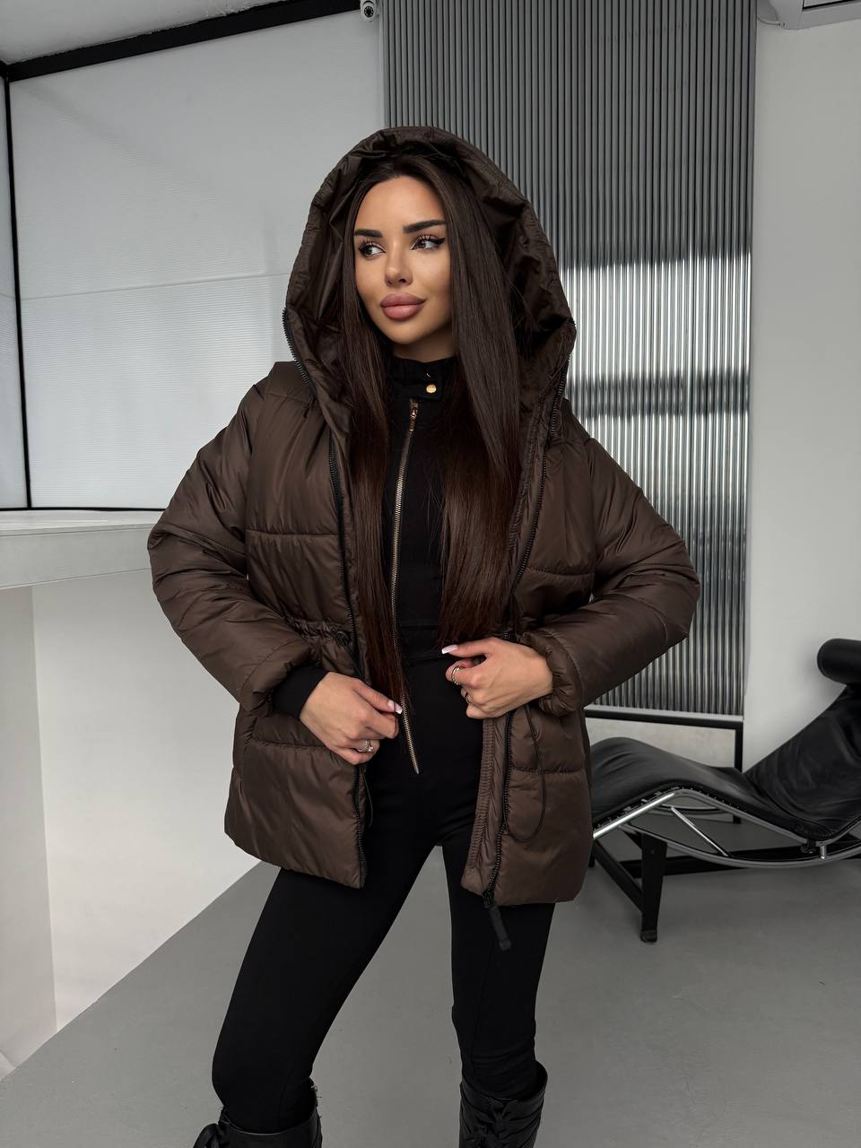 Куртка екопух 200 куліска з капюшоном 844 купити photo 2025 11 11 19 00 12