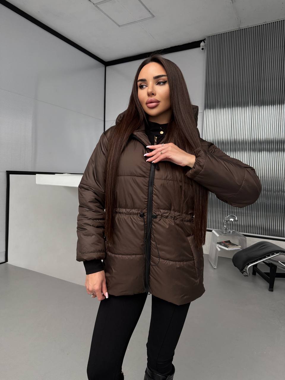Куртка екопух 200 куліска з капюшоном 844 купити photo 2025 11 11 19 00 19
