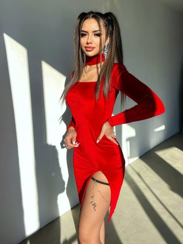 Оксамитова сукня міді розріз чокер 612 купити photo 2025 11 15 09 40 39