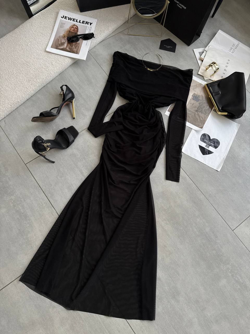 Довга сукня відкриті плечі сітка рукава 238 купити photo 2025 11 15 09 46 19