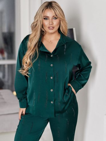 Брючний костюм із дабл шовку зі стразами 1047 купити photo 24395 31 10 2025 00 24 24