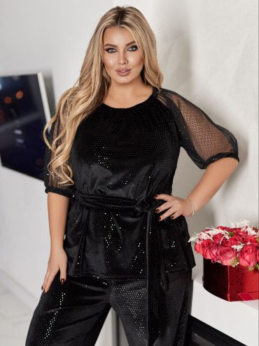 Велюровий чорний святковий костюм сітка пайєтка 1049 купити photo 24423 31 10 2025 00 30 54