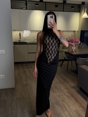 Вау чорна сукня максі відкрита спинка з мереживом 1287 купити photo 2026 01 17 12 30 05