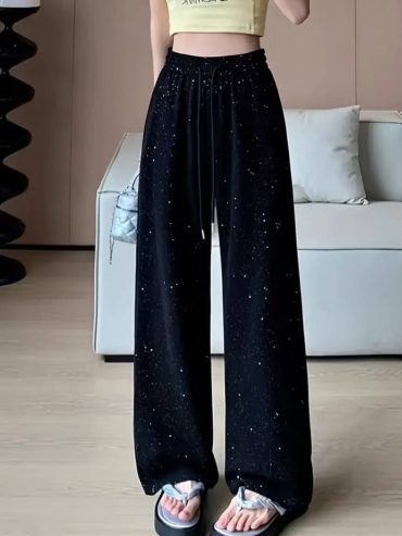 Чорні широкі штани з камінцями альпака на трикотажі 2026 купити photo 2026 01 30 11 55 26
