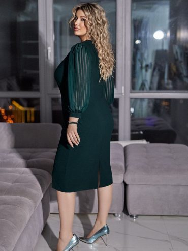 Батальна нарядна сукня шифонові рукава декоративні гудзики камінці 371 купити photo 2026 01 30 12 08 30 2